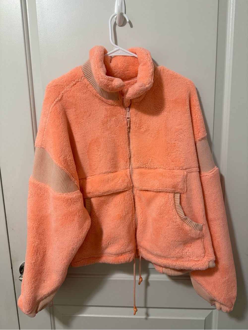 Free People Plush seeing stars Zip-Up Puffer in neon cantaloupe